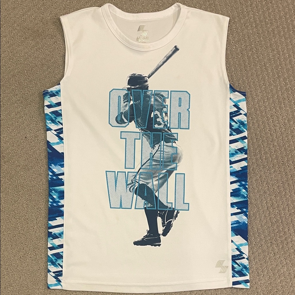 Boys' White and Blue Baseball Graphic Tank Top